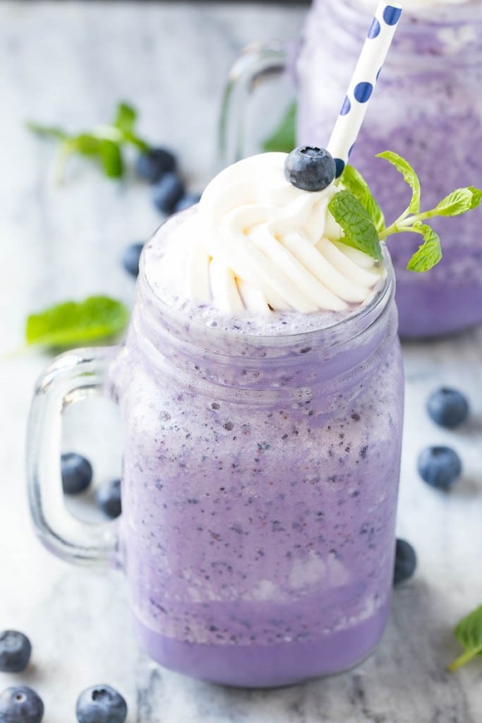 This recipe for a blueberry milkshake is a cool treat that's on the lighter side - this milkshake has 70% less calories than the original version!