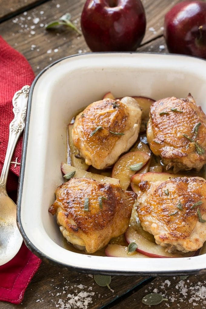 Seared and roasted thighs in a delicious sweet and savory sauce. 