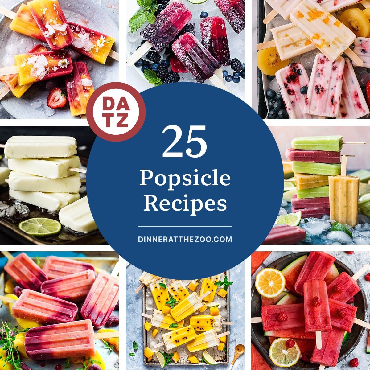 A group of refreshing popsicle recipes including key lime popsicles, melon popsicles and peach melba popsicles.