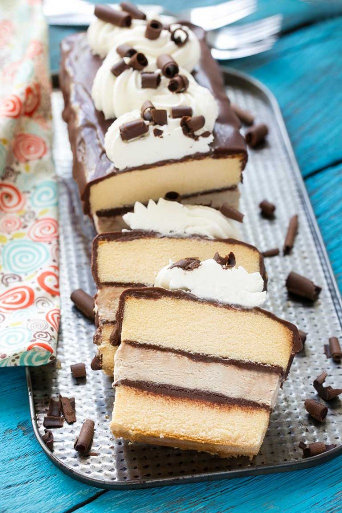 This tiramisu ice cream cake layers no-churn coffee ice cream, cake and chocolate for a decadent treat that's great for entertaining. #FoundMyDelight Ad