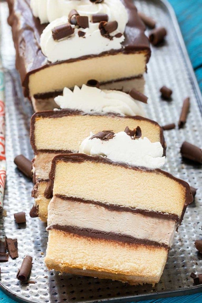 This tiramisu ice cream cake layers no-churn coffee ice cream, cake and chocolate for a decadent treat that's great for entertaining. #FoundMyDelight Ad